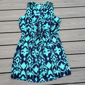 Teal and navy ikat dress
